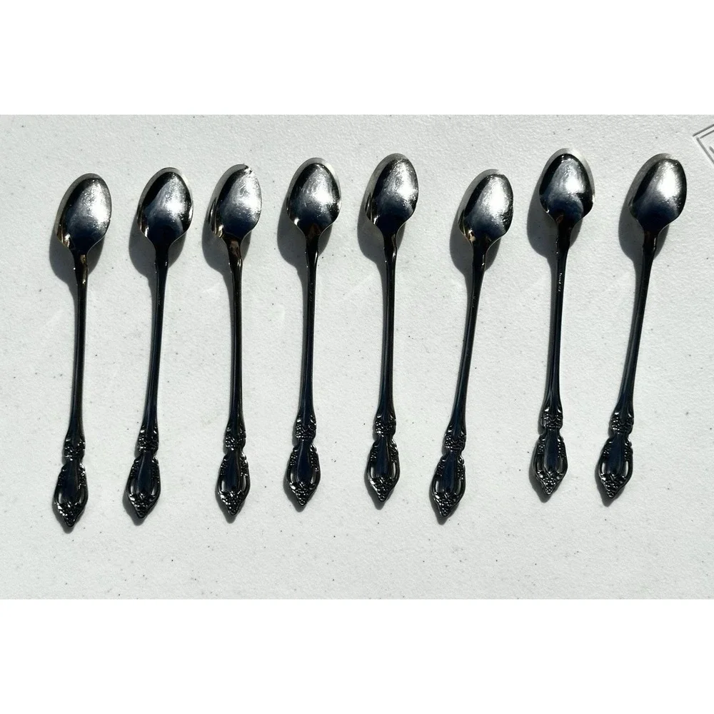 Oneida Deluxe RAPHAEL 8 Iced Tea Spoons Glossy Stainless Flatware USA